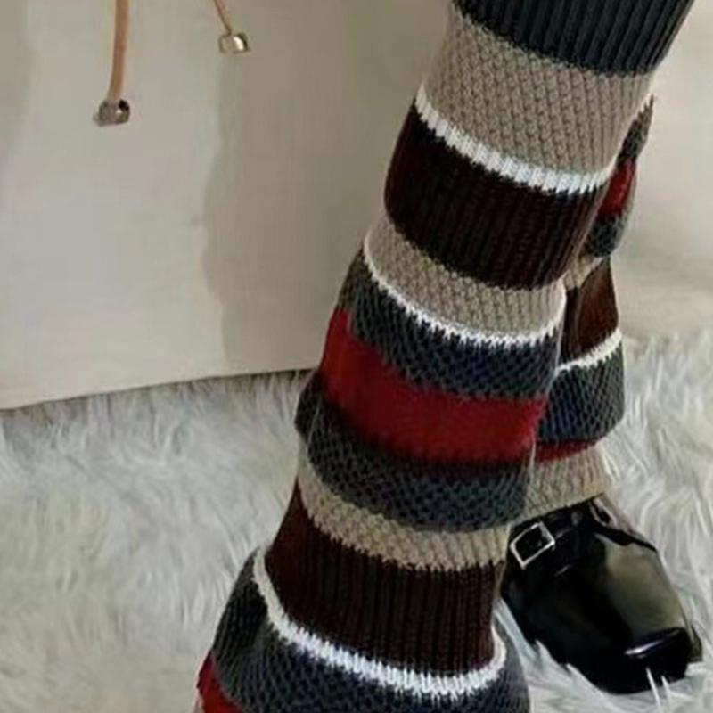 Beenwarmers voor Dames en Meisjes Lolitas Beenwarmer Gestreept Gebreide Lange Beensokken Gothic Harajuku Beenbedekking Sokken