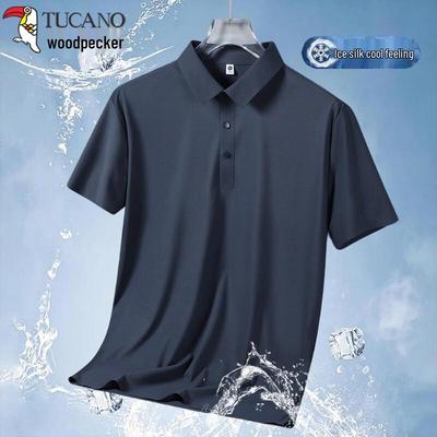 Camisa Polo Respirável de Seda de Gelo Masculina