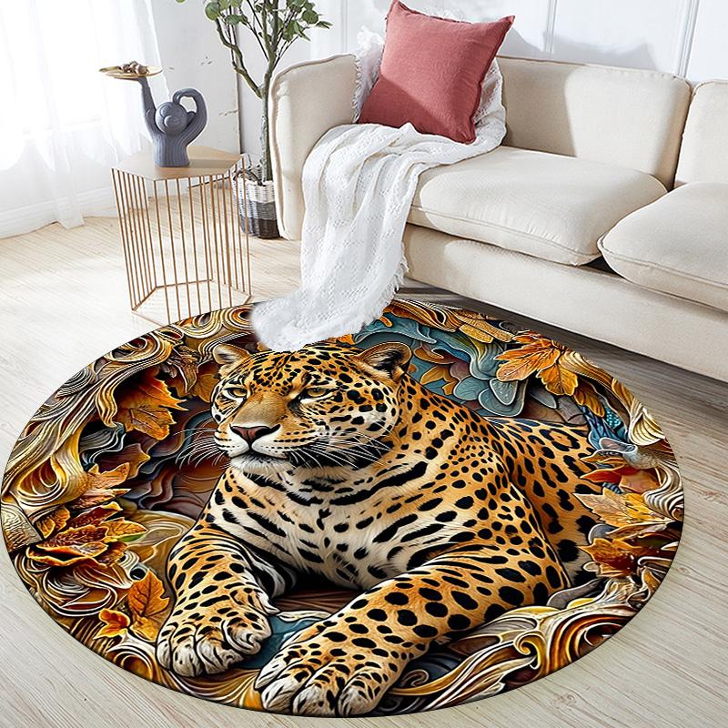 

Embossed Animals Round Area Rug,Carpet Rug for Living Room Bedroom Sofa Playroom Decor,Non-slip Floor Mat 80cmx80cm