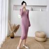 2026 Spring/Fall Women's Slim Fit Knit Dress: Over-the-Knee Hip Hugging Sweater Skirt
