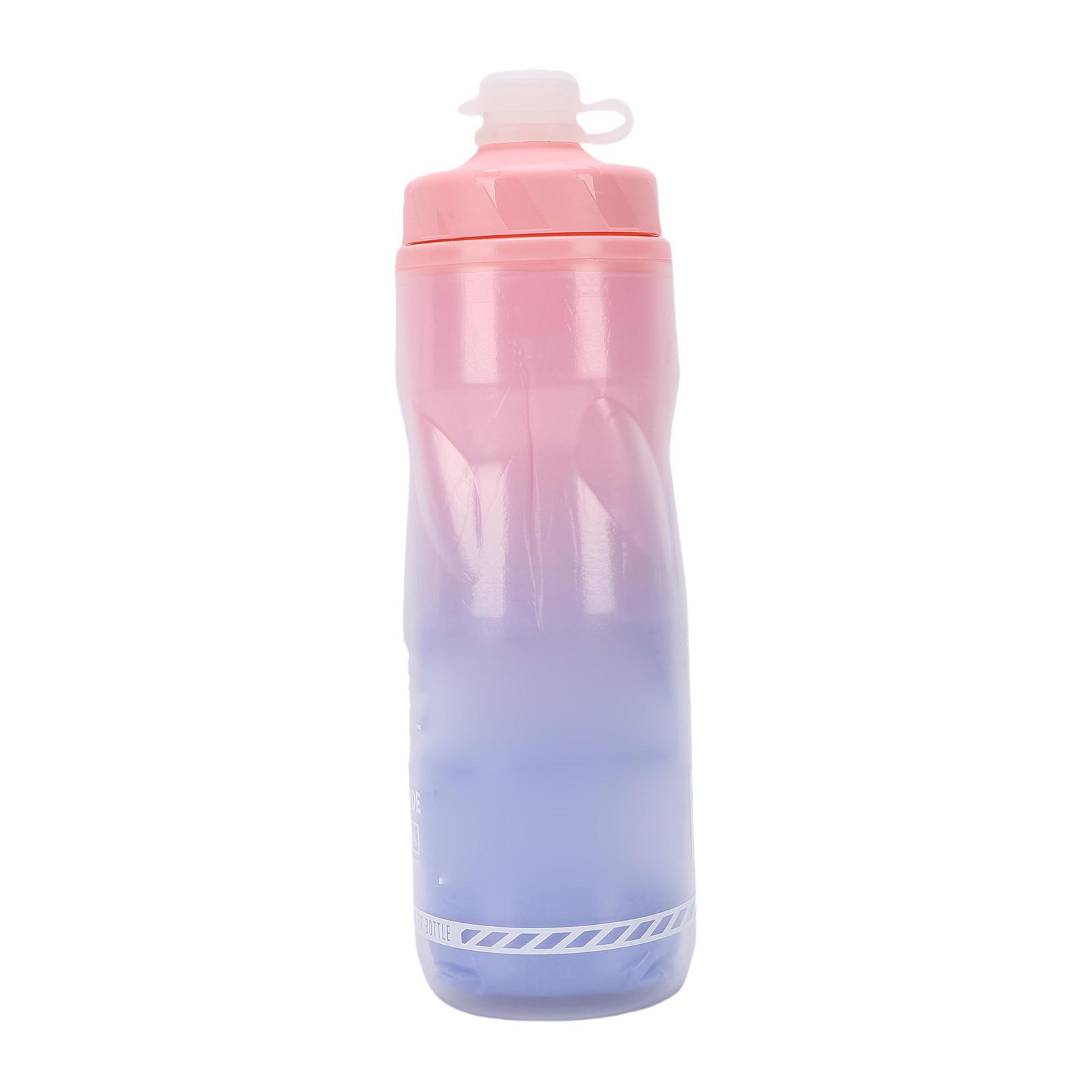Bike Water Bottle 610ml Large Capacity Insulated Squeeze Cycling Drink Bottle for Hiking Running Travel Blue to Pink Gradient