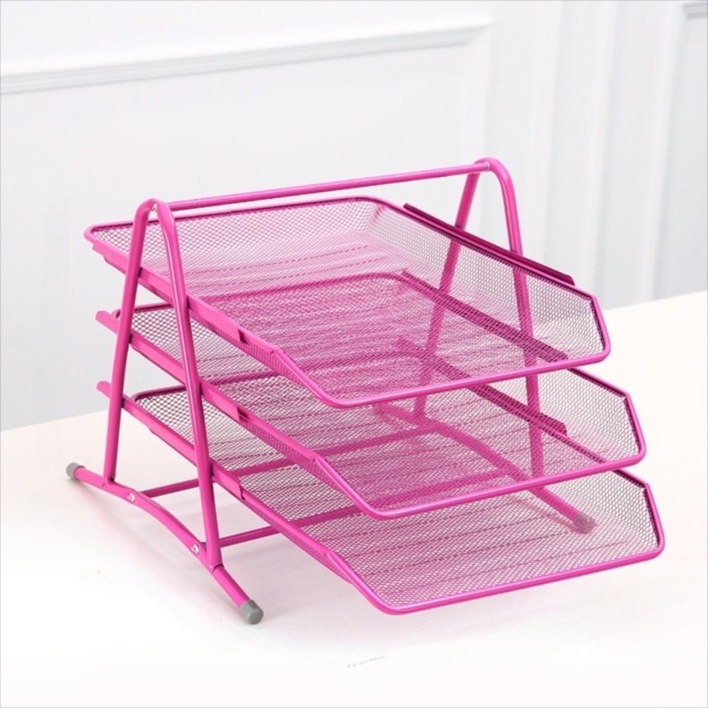 Metal Three-layer File Rack Wire Mesh Desktop Document Rack Durable Desktop Data Tray  Countertop