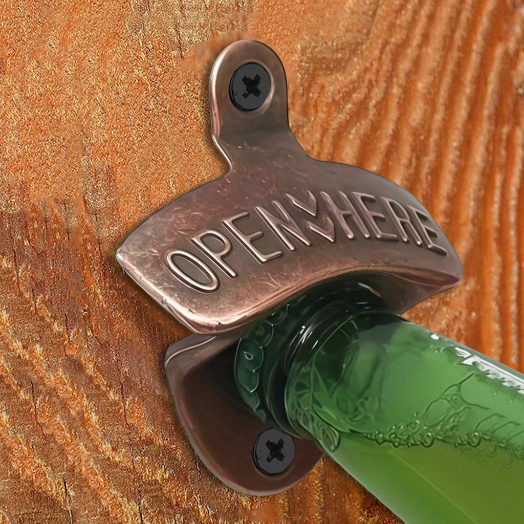Wall Mounted Vintage Zinc Alloy Bottle Opener Retro Decorative Beer Bottle Opener Easy Use Drink Opener for Home Bar Kitchen