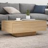 VidaXL Coffee Table with LED Lights, Side Table, End Table, Living Room Furniture, Modern, Oak 836611