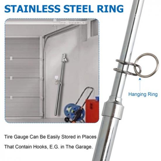 Pair Heavy Duty Dual Head Chrome Tire Air Pressure Gauge Truck Tread Depth Tool