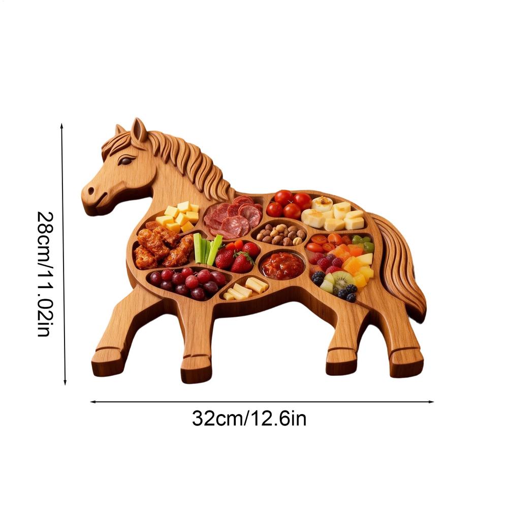 

Horse Charcuterie Board Wooden Horse Shaped Serving Tray Rustic Appetizer Platter for Fruit Meat Cookie Nut Cheese Home Party жовтий
