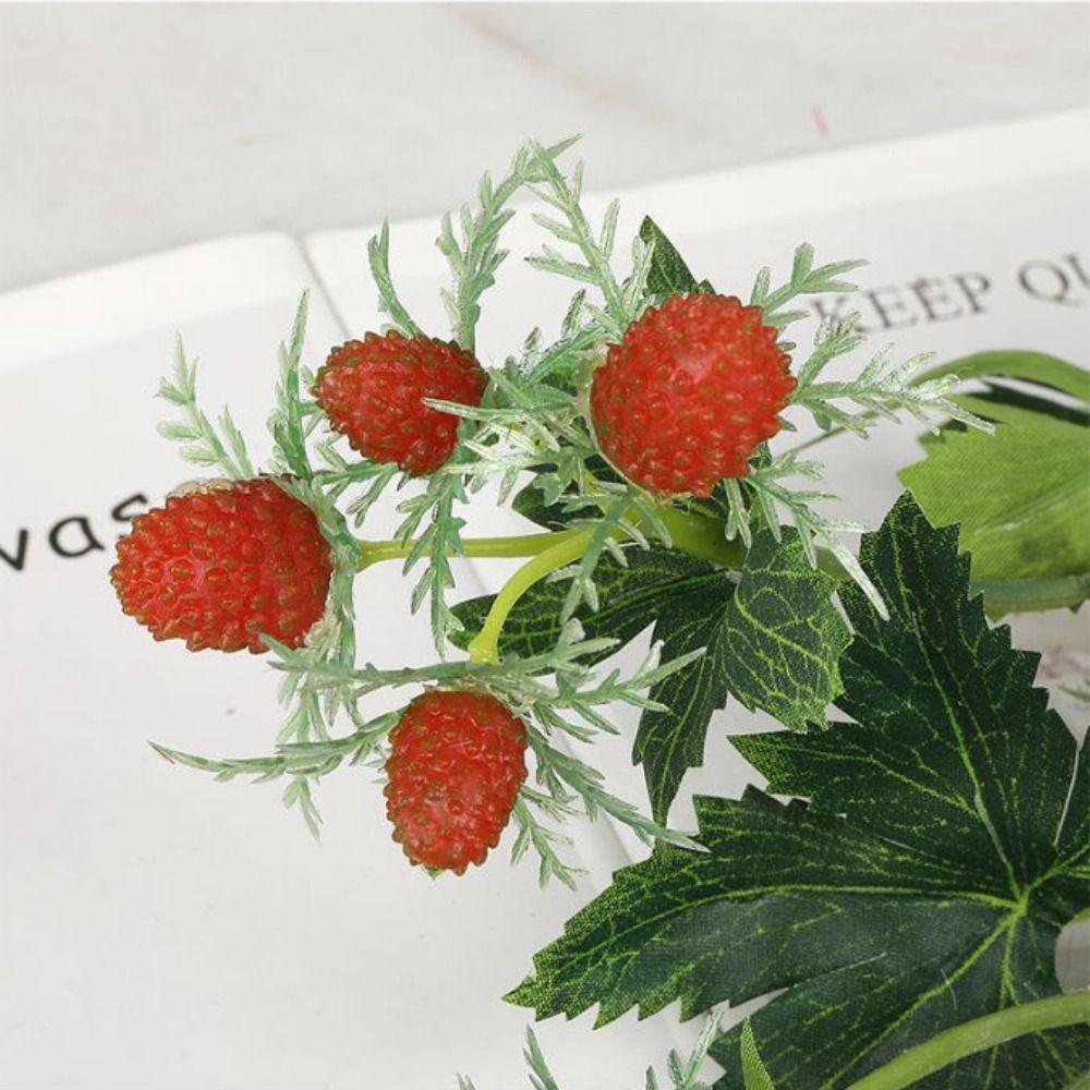 DIY Raspberry Artificial Plant Green Leaves Artificial Raspberry Branches Desktop Ornament
