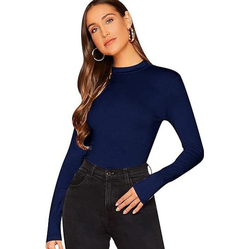 Solid Color round Neck Long Sleeved Top Women Pure Color round Neck Long Sleeve Top