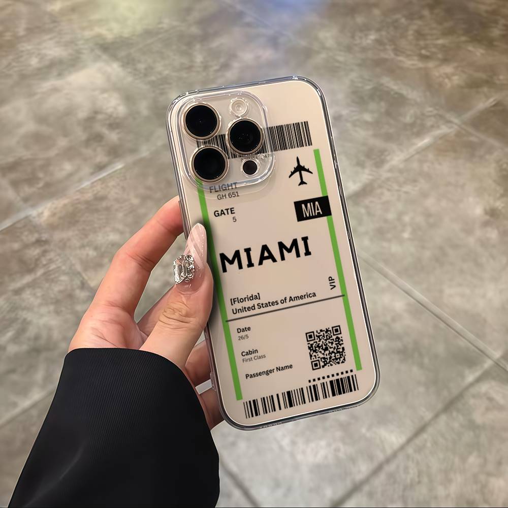 Funny World City Tourist Ticket Label Phone Case For iPhone 17 16 15 14 13 12 11 Pro Max Plus Mini Clear Soft Shell Thin Tpu