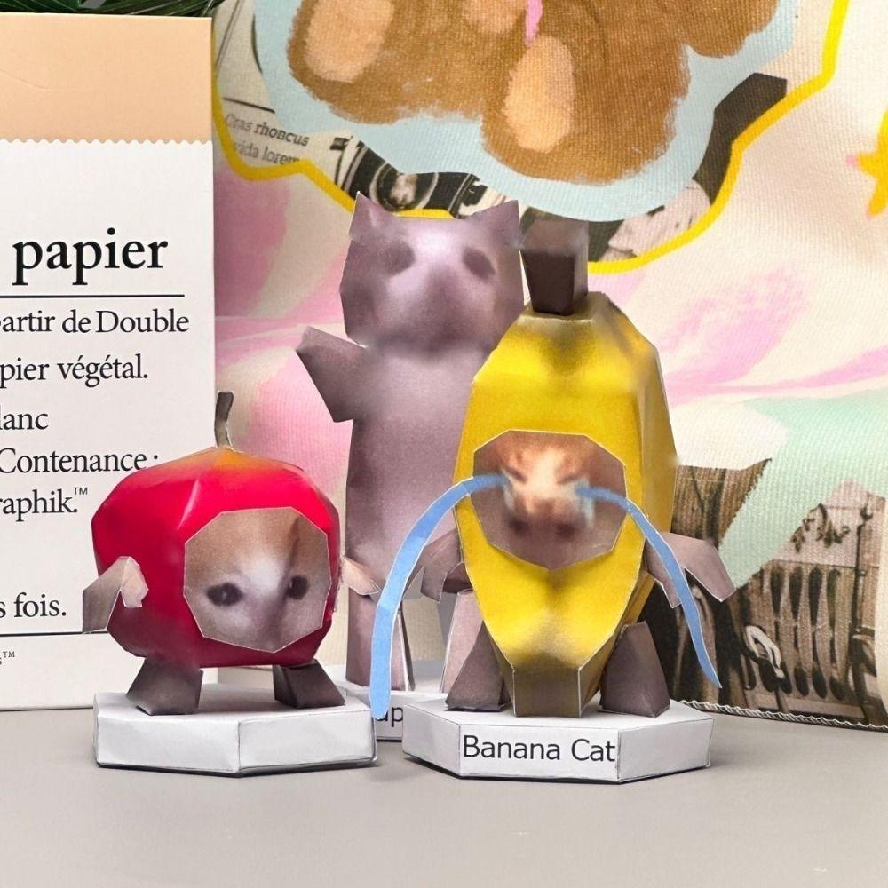 Rotating Cat 3D Folding Paper Cat Home Decoration Kitten Paper Model Cat Paper Model For Children