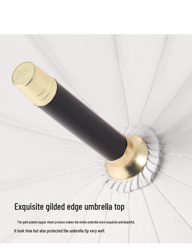Large Windproof Umbrella: 16-Rib, Long-Handle, Solid Color, Automatic, for Women & Men