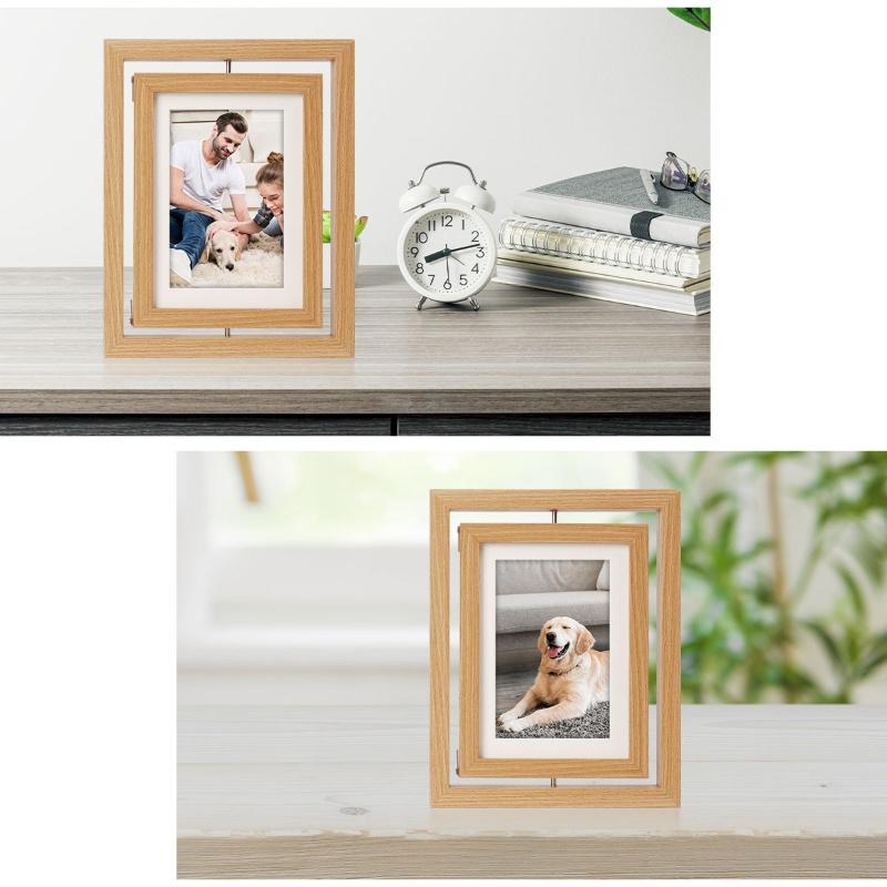 New Rotatable Double-Sided Photo Frame Decorative Desktop Design Pet Birthday Commemorative Display Frame