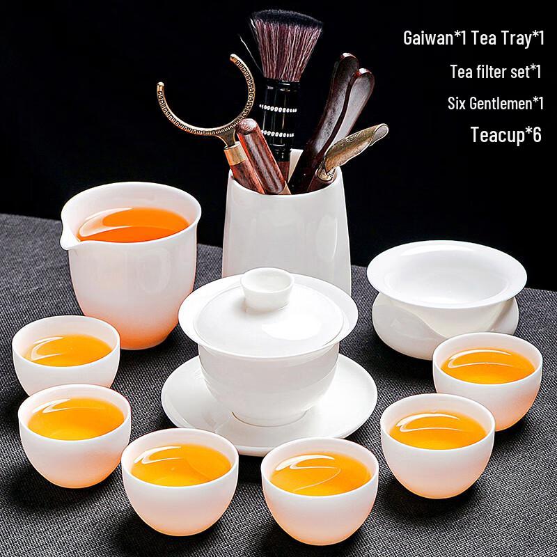Dehua Mutton Fat Jade White Porcelain Kung Fu Tea Set