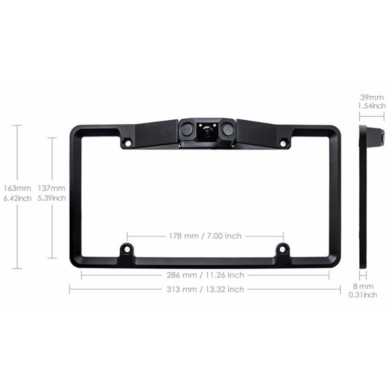 License Plate Frame Monitor Parking Sensor Radars Rearview Backup Camera 3 in 1