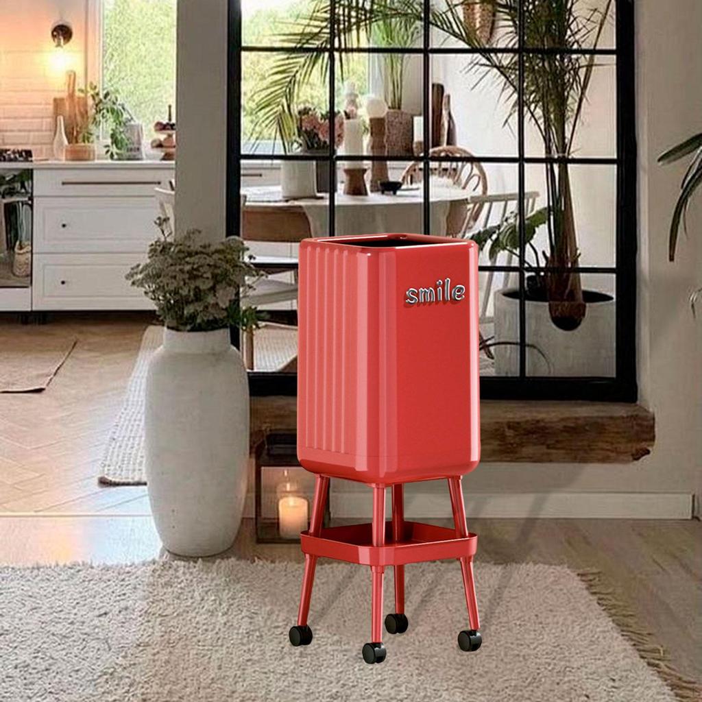 Modern Large Capacity Rolling Trash Can Without Lid for Office, Kitchen, Restaurant, Bathroom.