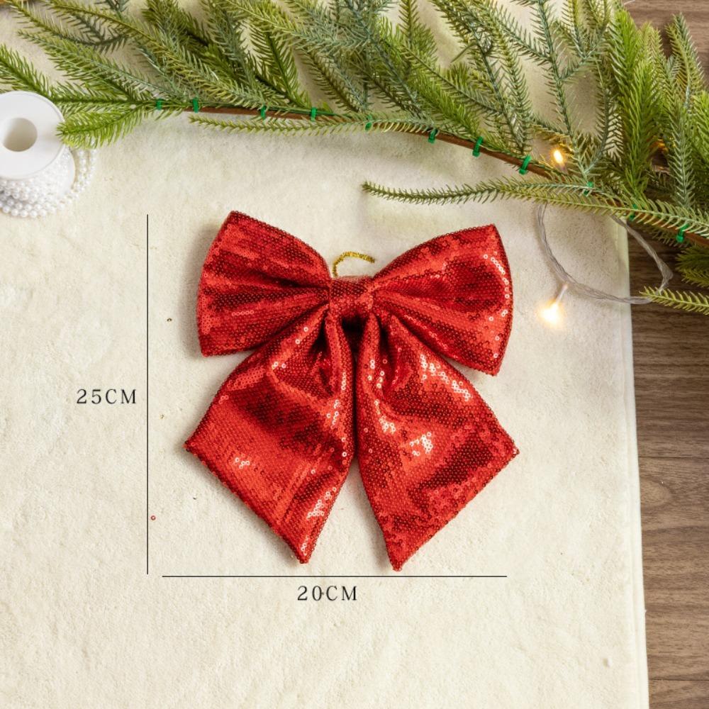 Exquisite Cloth Sequin Fabric Bow No-fading Gold/Pink/Red Hanging Xmas Ornament Christmas Bow Decoration Home Decor 17cm