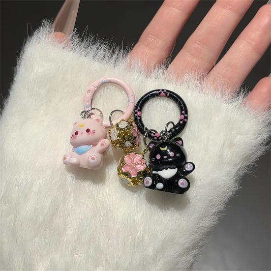 Keychain Pendant Three-dimensional Cat Bell Sound Keyring Keys Bags Phone Lanyard Versatile Hanging Ornament