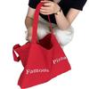Bag Red Canvas Bag Women'S Large Capacity Shoulder Bag Summer Lazy Wind Tote Bag