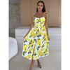 Mid-Length Sling Dress European and American Summer Tie Chest Pad Print Slim fit A Word Sleeveless Skirts Dress