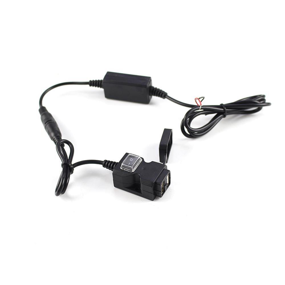 

Motorcycle Phone Chargers 2.1A+1A Dual USB Quick Charge Device Waterproof with ON OFF Switch for Phone, Tablet, MP3, 9-24V чёрный