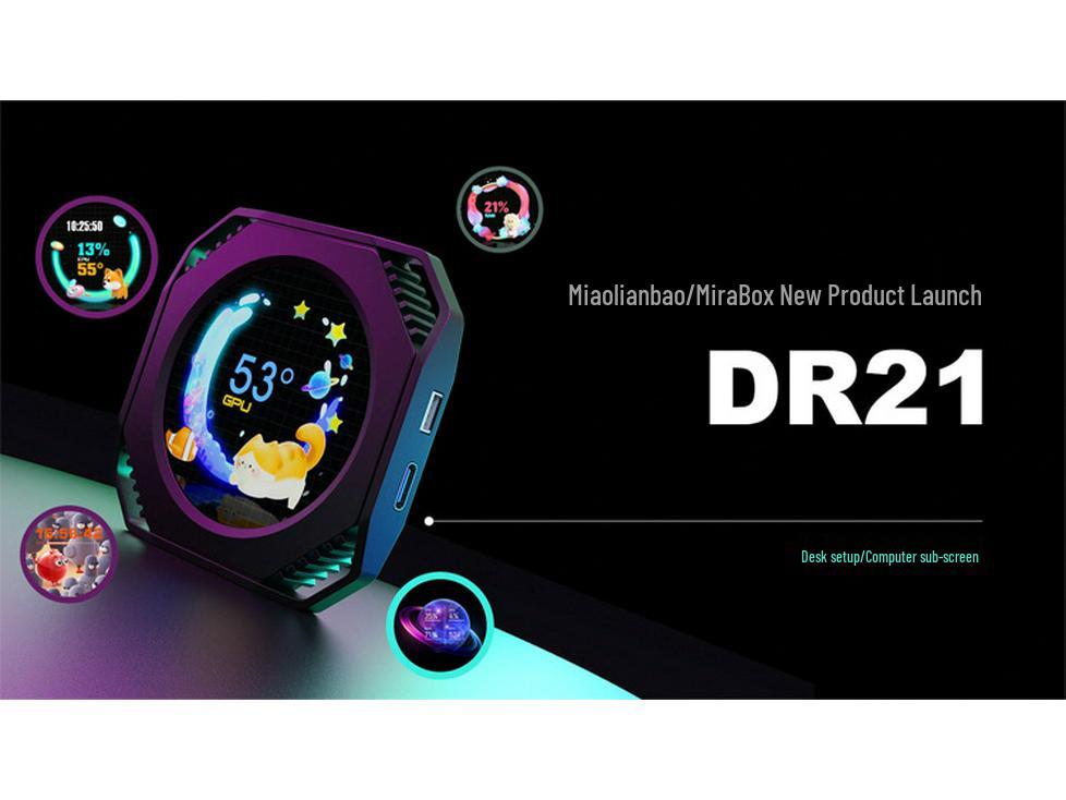 DIY Theme DR21 2.1-Inch Water-Cooled Sub-Screen with USB Direct Monitor Connection