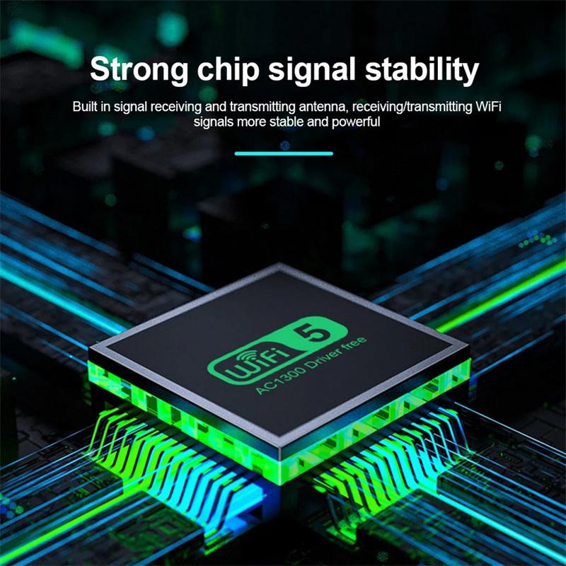 1300Mbps Usb Wifi Adapter Dual Band 2.4G 5Ghz Wireless Network Card Wi-Fi Dongle Signal Receiver For Pc Win7/10/11 Driver Free