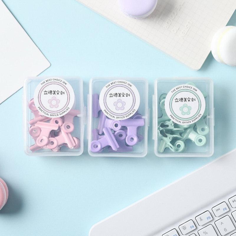 8Pcs Macaron Color Metal Binder Clips Lightweight Paper Fastener Clamps for College Student Dorm Stationery