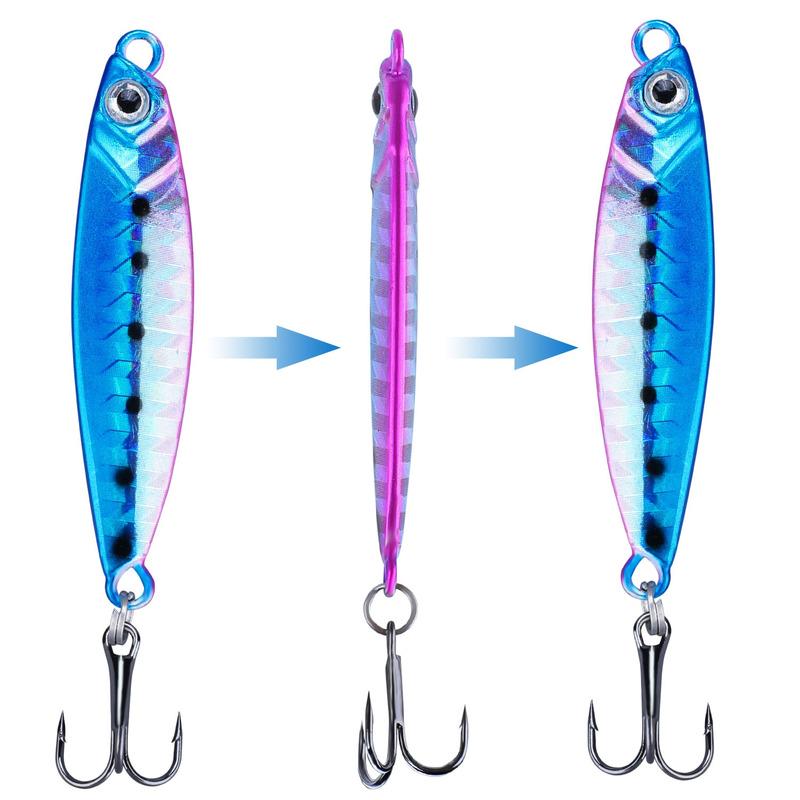 SOUGAYILANG Angelköder, 2/5 Stück, 3D-Augen, Metalllöffel, Jigköder, Wobbler, Jigging Spinner, HardBait Tackle