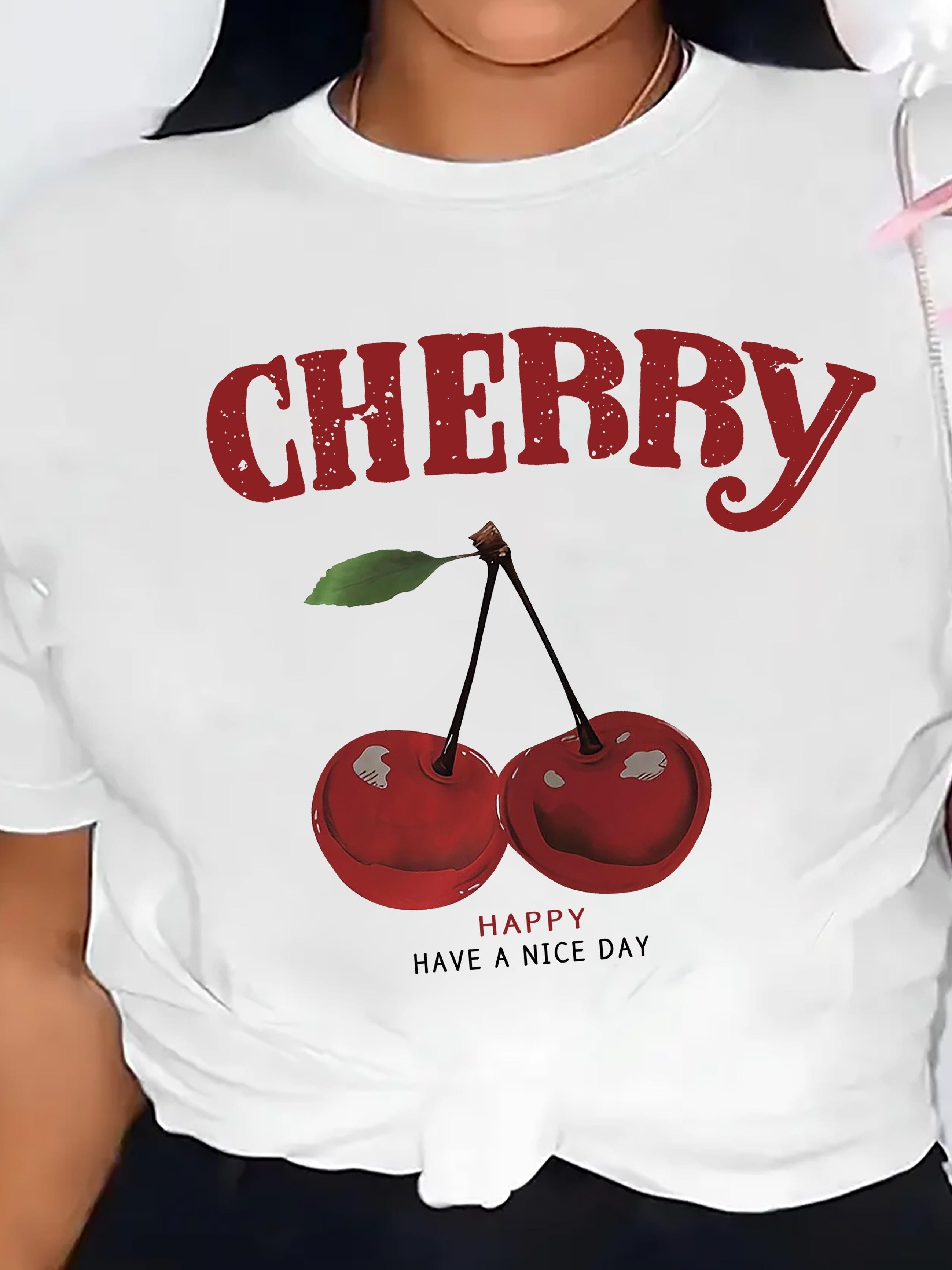Red Cherry Graphic Happy Have A Nice Day T-shirt XXXXL