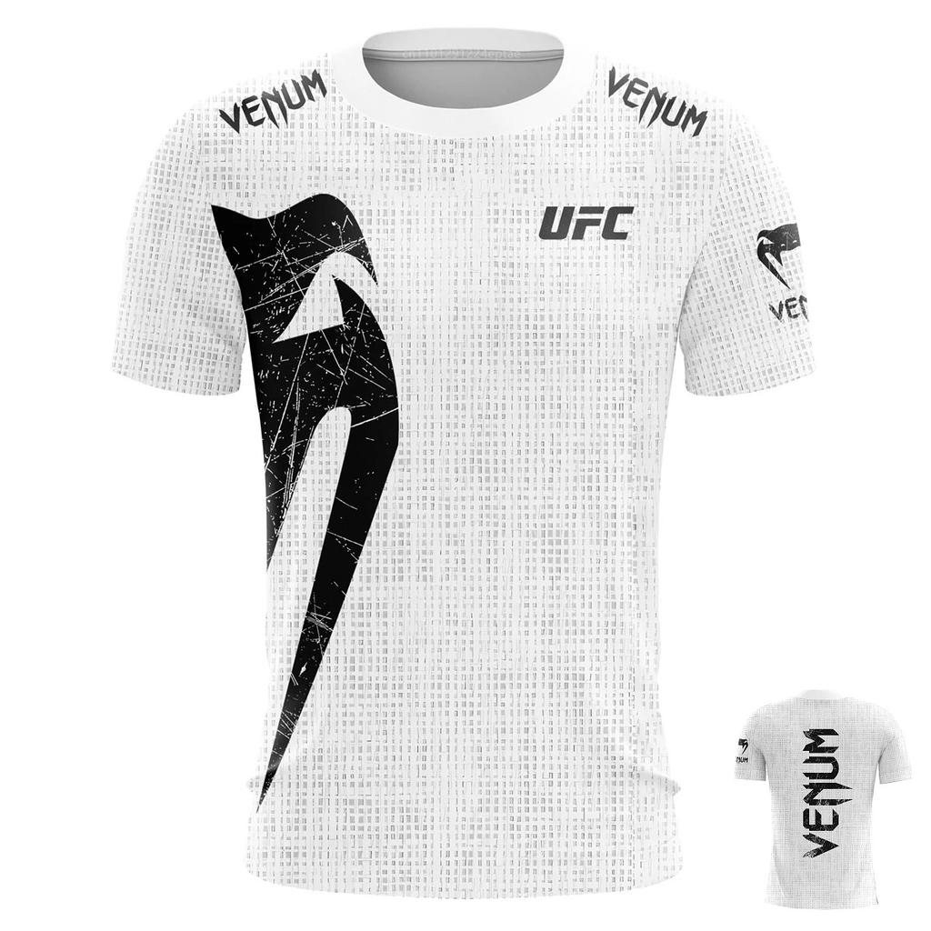 მრგვალი ყელი 3D UFC Venum პრინტიანი ტოპი მოდური ყოველდღიური მოკლემკლავიანი მამაკაცის მაისურები - რბილი საშუალო ელასტიური პოლიესტერის ქსოვილი ზაფხულის თავისუფალი სტილის ტანსაცმელი