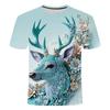 Summer Elk 3D Pattern Short Sleeve T-shirt Loose Summer Trendy Fashion Men's and Women's Round Neck T-shirt