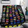 1PC Pac Man Print Flannel Blanket, High Quality Comfortable for All Seasons, Home Decor, Warmth and Comfort, Perfect for Christmas Gifts