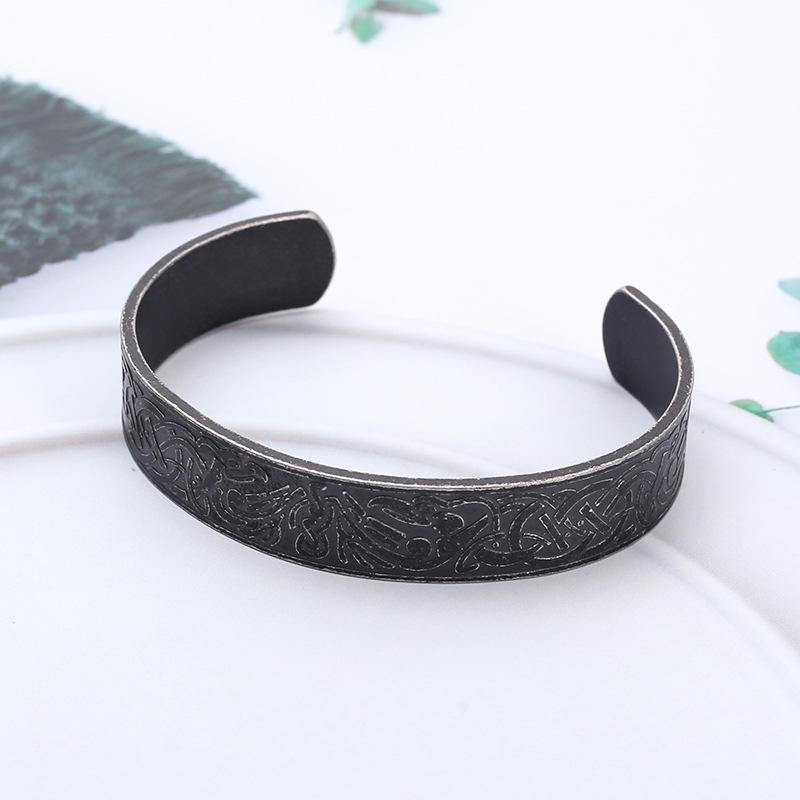 Nordic Viking Raven Celtic Knot Titanium Steel Bracelet for Men