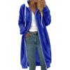 Women Hooded Coat Medium Length Solid Color Double Sided Plush Pocket Jacket