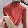 Autumn and winter women's clothing containing wool and silk bottoming shirt women's inner heating fleece warm turtleneck top with fleece and thicker