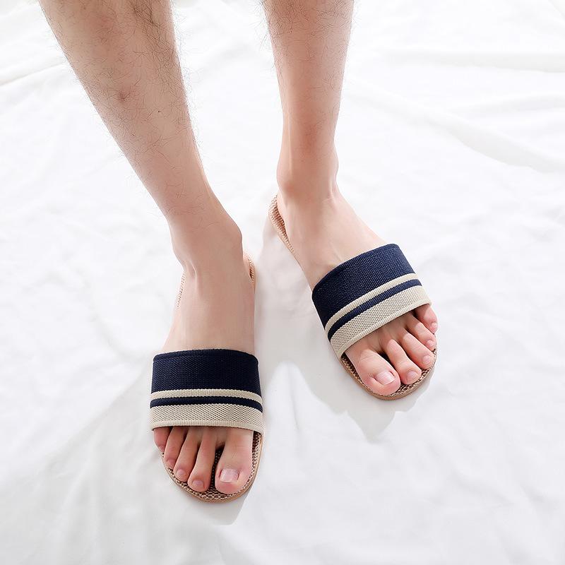 Cotton and Linen Non-Slip Home Slippers for Men and Women – Indoor Summer Slippers with Thick Bottom for Wooden Floors.