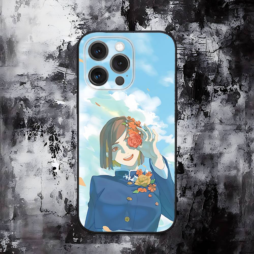 Jujutsu Kaisen Nobara Kugisaki Phone Case For iPhone 16,15,14,13,12,11,Pro,Max,Plus,X,XS,SE,E,Mini,Soft Silicone Black Case