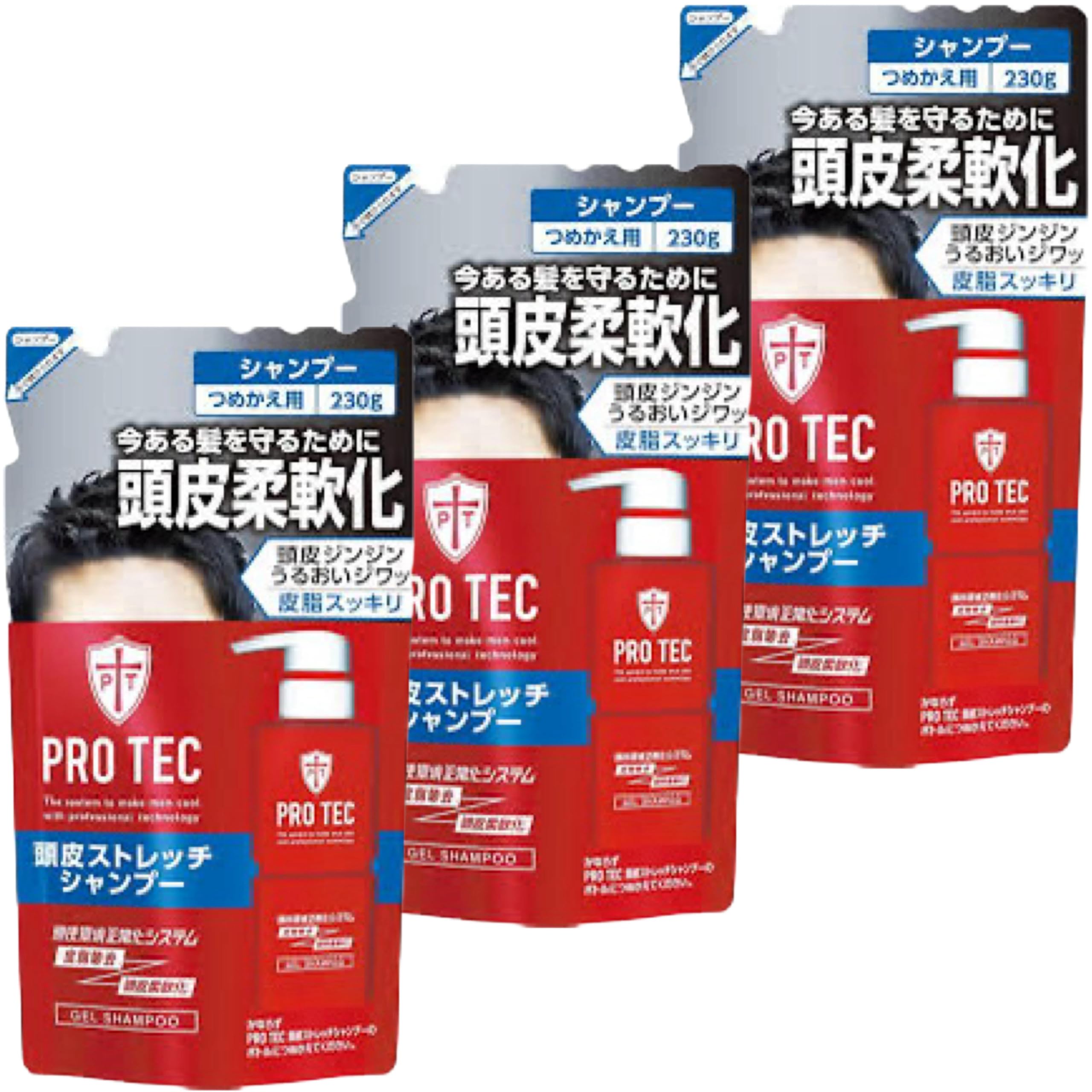 

[Amazon.co.jp exclusive] [Bulk purchase of 3] Pro Tech Scalp Stretch Shampoo Refill 230g x 3