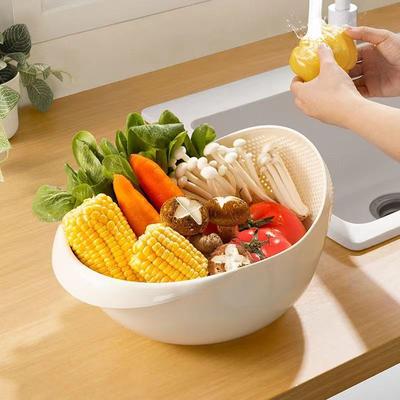 Water Filter Bowl Drainage Basket Fruit Bowl Washing Drainage Basket with Handle Home Kitchen Organizer