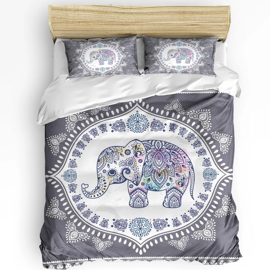 Elephant Nursery Decor Bedding Set For Bedroom Bed Home Cute Elephants Holding Heart Shape Duvet Cover Quilt Cover Pillowcase