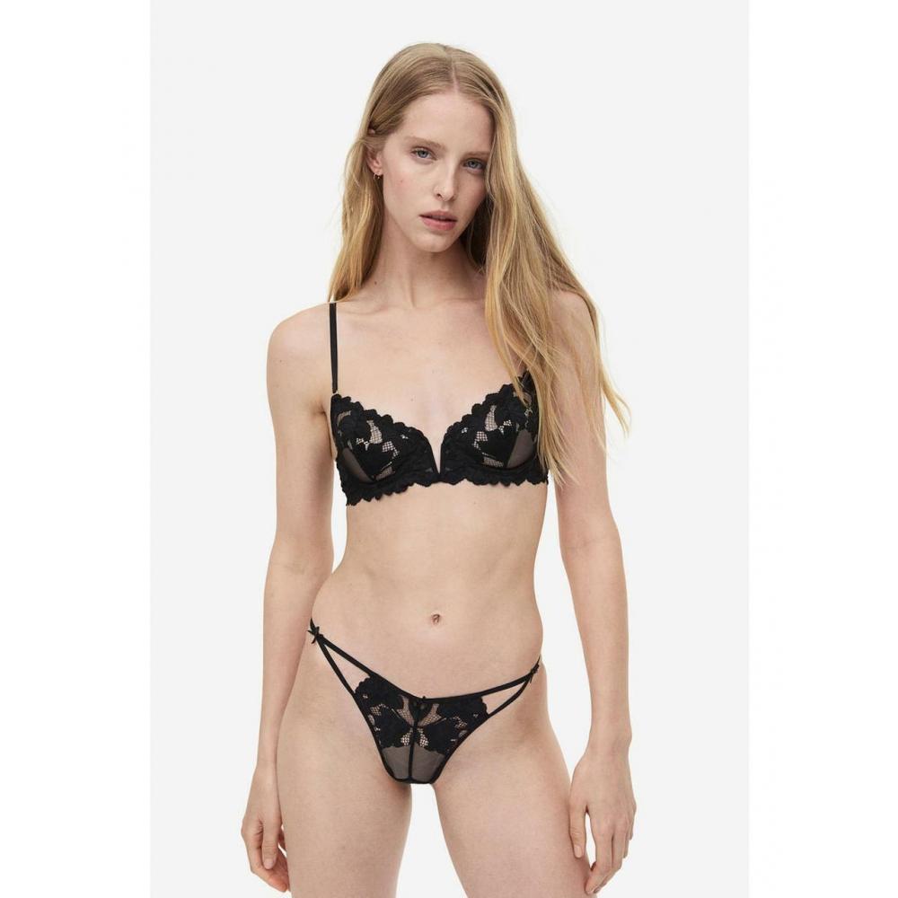 

HM кружевной бюстгальтер без подушечек на косточках, черный 1159284001