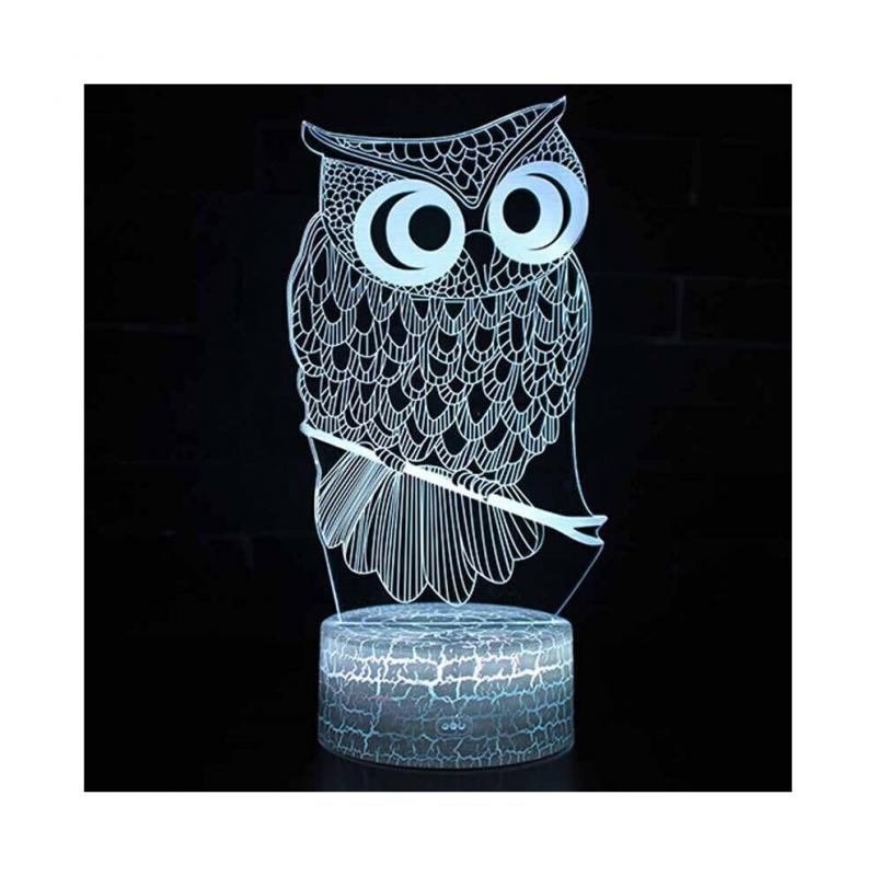 Lampe de Table de Bureau à Interrupteur Tactile Mode Enfant Hibou 3D Veilleuse LED Décoration de Chambre à Coucher Cadeaux de Noël
