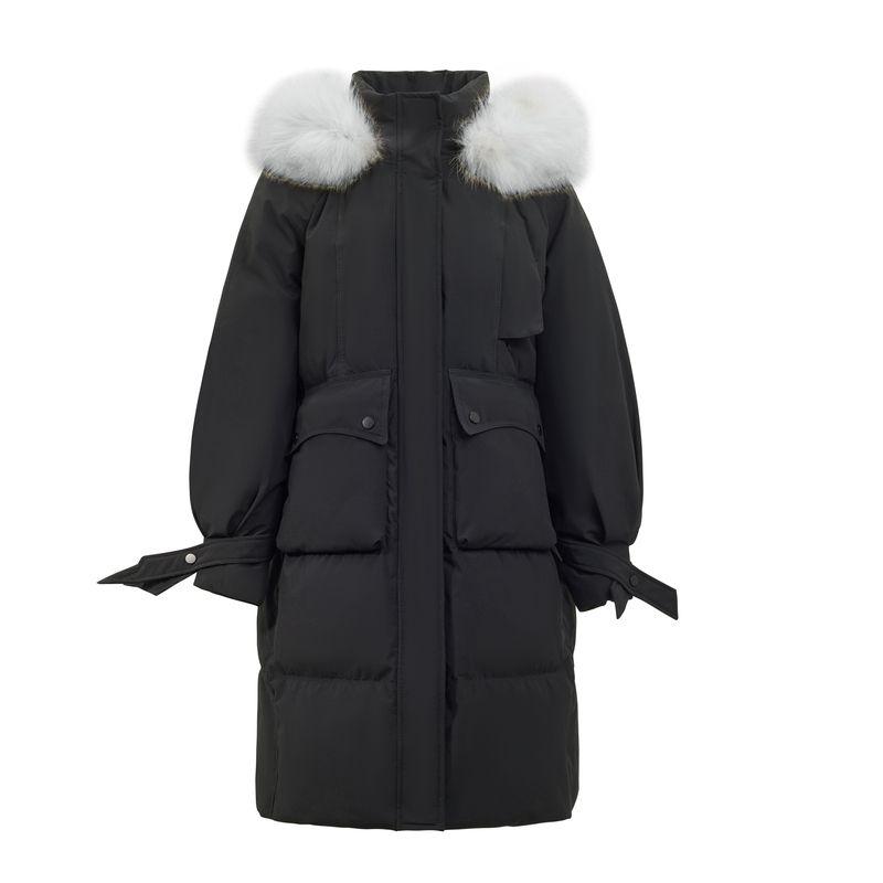 

Snow Flying K-style Fox Fur Collar Long down Jacket Black 8056 170/92A