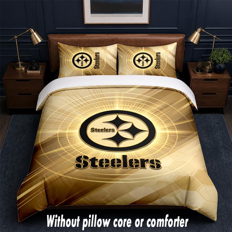 Pittsburgh Steelers Design Bed Bedding Set 1 Duvet Cover + 2 Pillowcases Soft Breathable Household Bed Linens