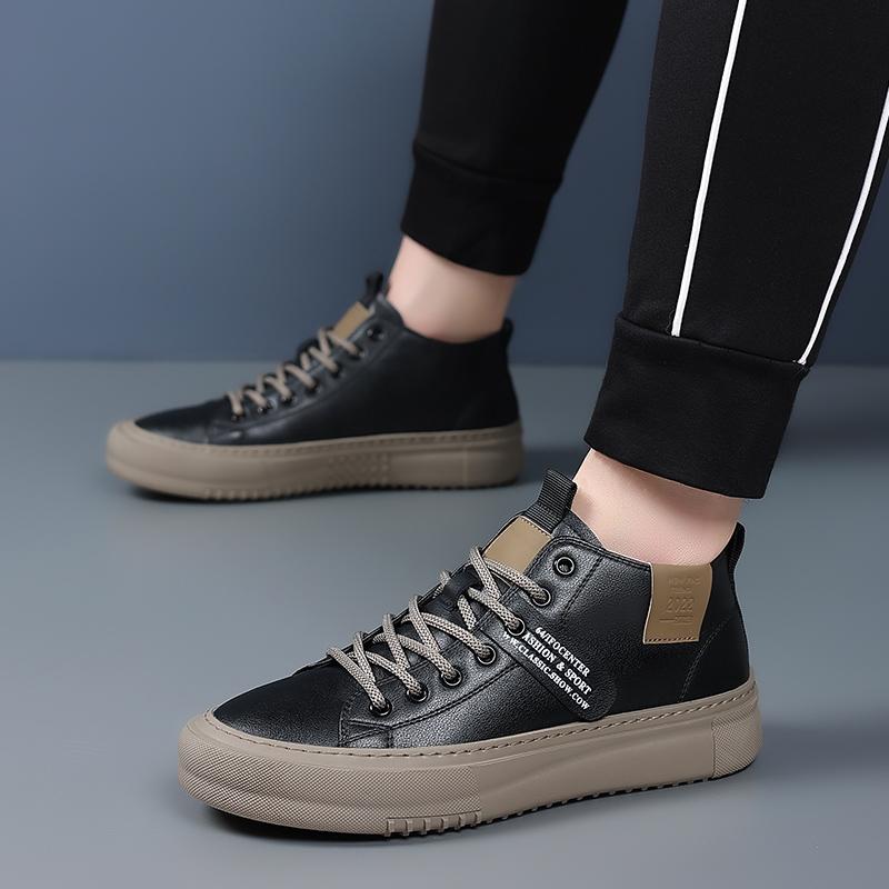 Men's High Top Board Shoes British Style Business Casual Shoes Men's Outdoor Travel Shoes
