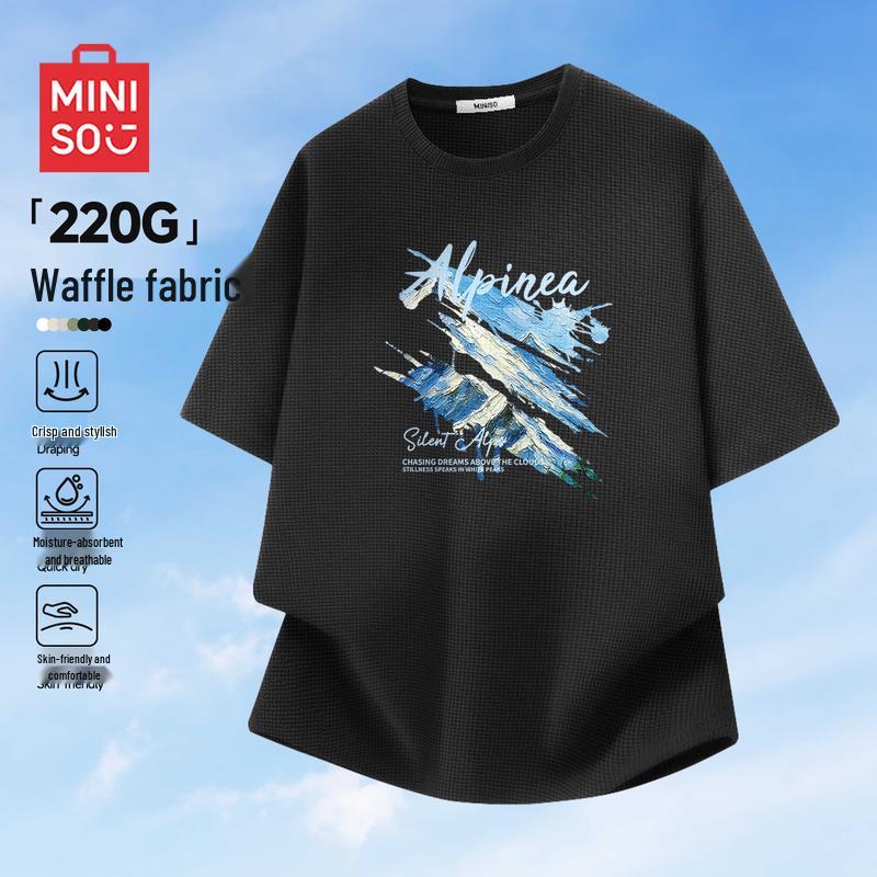 MINISO Men s Heavyweight Waffle Short-Sleeve T-Shirt 3XL