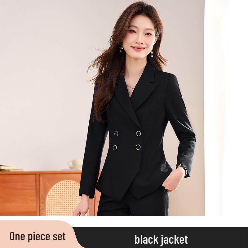 

Женский серый двубортный костюм-блейзер - Высококлассный весенне-осенний 2025 Extra Large