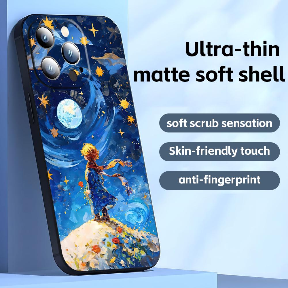 anime The Little Prince  Phone Case For iPhone17 16 16e 15 14 13 12 11 Plus Mini Pro Max Soft black Shockproof Cover iPhone Air