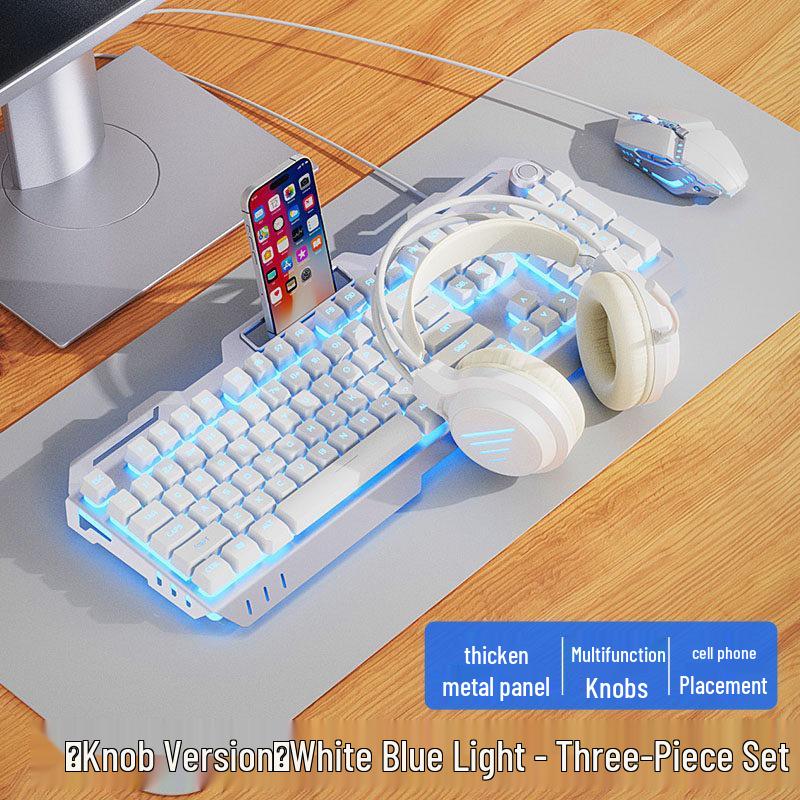 Wired Gaming Keyboard, Mouse & Headset Set - E-sports Mechanical Desktop Peripherals