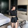 Women's Sexy Back Cut-out Long Sleeve High-Neck Crop Top - Trendy Spring/Autumn Fashion
